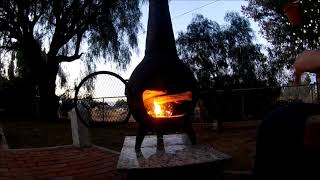 Lighting the fire new chiminea Blue Rooster [upl. by Leseil]