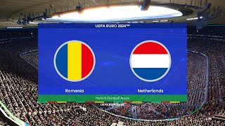 Romania vs Netherlands  UEFA Euro 2024  Round of 16  Munich Football Arena  PES 2021 [upl. by Dodd]