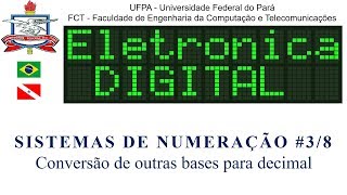 Conversão de outras bases para decimal  Sistemas de numeração 38  Eletrônica Digital [upl. by Elfreda]