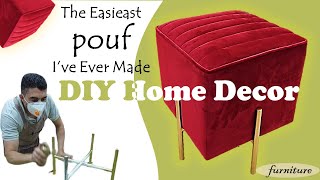 The Easiest DIY Pouf Tutorial for Home Decor Simplest Pouf Ever [upl. by Aciemaj34]