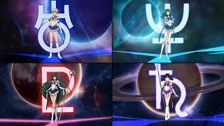 Sailor Moon Cosmos Movie Outer Guardians Group Transformation [upl. by Shieh]