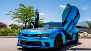 Chevrolet Camaro 5th Gen SS Blue Chrome Vertical Lambo Doors by Vertical Doors Inc [upl. by Eben]