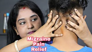 Migraine Pain Relief Massage From Indian Women  Oil Head Massage With Loud Neck Carcking  3D Sound [upl. by Nohcim330]