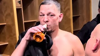 Nate Diaz CHUGS BEER after BEATING Jorge Masvidal amp CELEBRATES in LOCKER ROOM • BEHIND THE SCENES [upl. by Entroc]