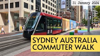 Commuter walk and light rail in Sydney Australia  31 Jan 2024 [upl. by Heywood]