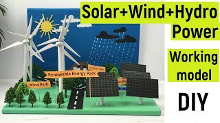 Solar wind and hydro power working model for science project  Renewable energy  diyas funplay [upl. by Oirramaj]