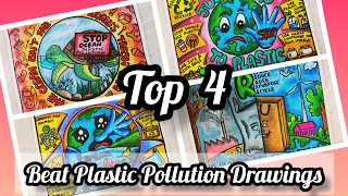 Beat Plastic Pollution Drawing  Stop Plastic Poster Chart project  Ban plastic [upl. by Drofub12]