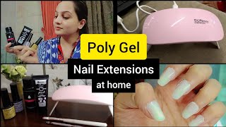 Poly gel Nail Extensions at Home  Polygel nail tutorial [upl. by Anyal]