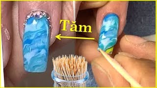 Marble bằng Tăm nhanh và dễ làm  Tinh Yeu Nails [upl. by Pembroke913]