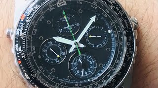 Mens SEIKO 7t346a00 Pilot’s Flight Alarm Chrono 40mm Steel Quartz Watch 1990’s  How it works [upl. by Wilona932]