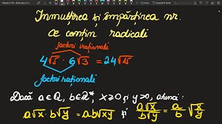 Inmultirea si impartirea nr cu radicali cls a 7 a ExercitiiInvata Matematica UsorMeditatii Online [upl. by Ecirted]