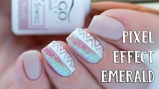 Easy Aztec Nail Art  PIXEL EFFECT Emerald by Indigo Nails [upl. by Hurst227]