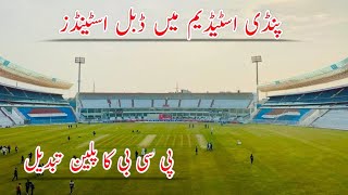 Today Update on Rawalpindi cricket stadium  pindi stadium double stands update  pindi stadium [upl. by Nosyaj360]