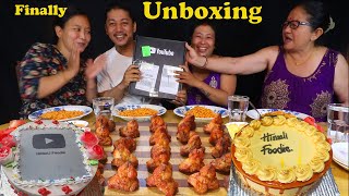 Special Chicken Diamond Spicy Noodle Cake and Unboxing silver play button HimaliVlogs [upl. by Aletse]