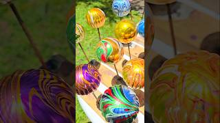 Water Marbled Christmas ornaments drying in the sun 🌞 [upl. by Aniloj]