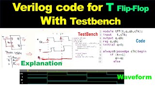 verilog code for T Flip Flop with TestBench [upl. by Roselani]