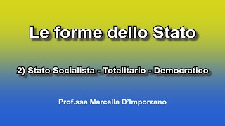 Le forme dello Stato 2 Stato Socialista Totalitario Democratico [upl. by Onailerua]