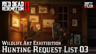 Wildlife Art Exhibition Guide Hunting Requests List 3  Red Dead Redemption 2 RDR2 [upl. by Chastain]