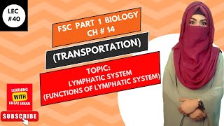 Ch14  Lec  40  Lymphatic System  Function Of Lymphatic System FSc Bio part 1 riffatjahan [upl. by Anaek]