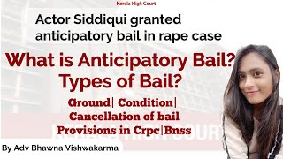 Anticipatory Bail Siddiqui Case Types Grounds  Condition  Cancellation of bail in Crpc amp Bnss [upl. by Primrose]