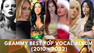 GRAMMY BEST POP VOCAL ALBUM WINNERS AND NOMINEES 2010  2022 [upl. by Aufmann]