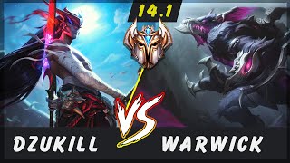 Dzukill  Yone vs Warwick TOP Patch 141  Yone Gameplay [upl. by Nelleus]