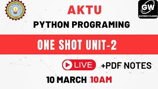 PYTHON PROGRAMMING I UNIT II ONE SHOT I Python Program Flow Control Conditional blocks [upl. by Ysor501]