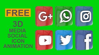 3D icon Social Media Animation Green Screen FREE [upl. by Drawyeh]