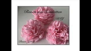 DIY Rosen aus Servietten basteln Pfingstrose edle Tischdeko für edle Anlässe  Deko Jana [upl. by Arraet614]