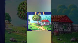 Beautiful Apple tree and village painting [upl. by Tehc448]