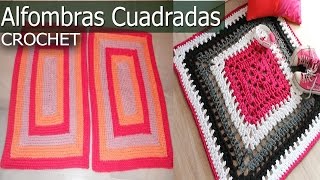 Alfombras Cuadrada y Rectangular  Tejidas a Crochet y Dos agujas  Diseños e Ideas [upl. by Sopher]