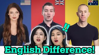 Koreans React to American vs British vs Australian English [upl. by Llednahs]