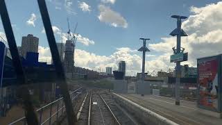 Front Row Seat DLR Train Ride from Westferry to Custom House London train freestockvideo [upl. by Aiki857]