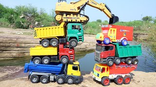 Accident Bulldozer  Dumper  Rickshaw  Tractor  Volvo Bus  Tipper Truck  Cartoon kids  CS Toy [upl. by Eneleh]