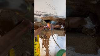 Fixing a leak in a wall asmr diy howto plumbing subscribe youtubeshorts plumber tools [upl. by Pain]