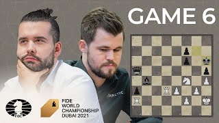 FIDE World Chess Championship Game 6  Carlsen vs Nepo [upl. by Cita]