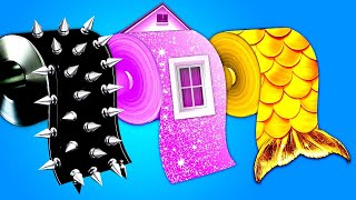 Wednesday VS Enid VS Mermaid One Colored House Challenge  Funny Moments amp Fantastic Art Gadgets [upl. by Eintirb]