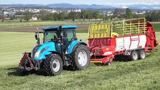 Pöttinger Ladewagen  Euroboss 330 TD  Landini Powermondial  Dosierladewagen mit Querband [upl. by Adnilema]