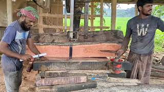 Pink wood came out of the tree branch Best wood cutting sawmill [upl. by Reham382]