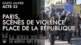 Gilets Jaunes Acte 23  A Paris scènes de violence place de la République [upl. by Knarf]