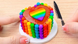 Satisfying Rainbow Heart Cake Decorating Ideas🌈Miniature Rainbow KitKat Cake Decorating Recipe [upl. by Dickens]