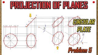 PROJECTION OF PLANESRecreatedLecture 5  Circular Plane with surface inclined to HP with 2 cases [upl. by Massingill]