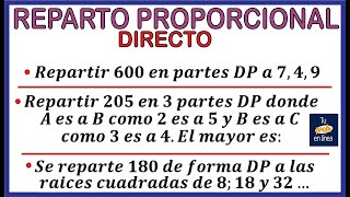 REPARTO PROPORCIONAL SIMPLE DIRECTO [upl. by Uolymme276]