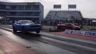 Dodge Demon 170 Pops A Wheelie and Smokes 9912 Porsche Turbo S 🔥 [upl. by Anirtac]