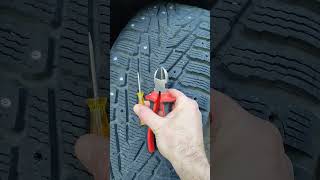 Remove studs from Nokian Hakkapeliitta tires VERY FAST you will need an ice pick amp wire cutters [upl. by Nezam247]