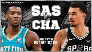 San Antonio Spurs vs Charlotte Hornets Full Game Highlights  Jan 12  2024 NBA Season [upl. by Asyar]