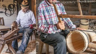 Old Style Cooper Makes Wooden Barrel With Hand Tools [upl. by Tunnell]