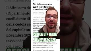 BTP ITALIA 2028  CEDOLA 22 novembre [upl. by Ettevi43]