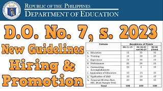 The New Hiring and Promotion  DepEd Order No 7 S 2023 [upl. by Javler]