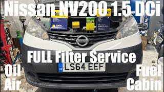 Nissan NV200 15 DCi FULL Filter Service  Oil Air Fuel Cabin  Service Light Reset  K9K 400 [upl. by Aihseket]